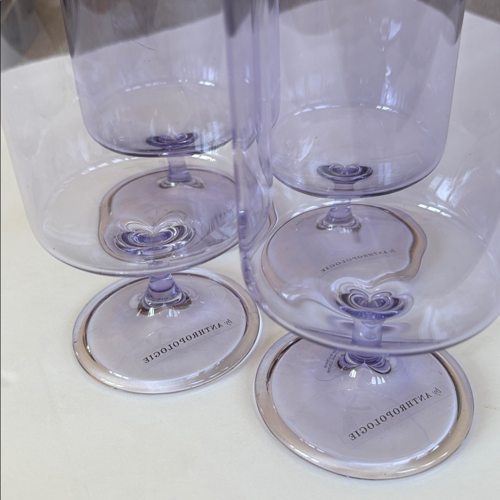 ANTHROPOLOGIE Morgan Short Purple Wine Glasses Set of 4 Lk NEW! No box - Picture 6 of 8